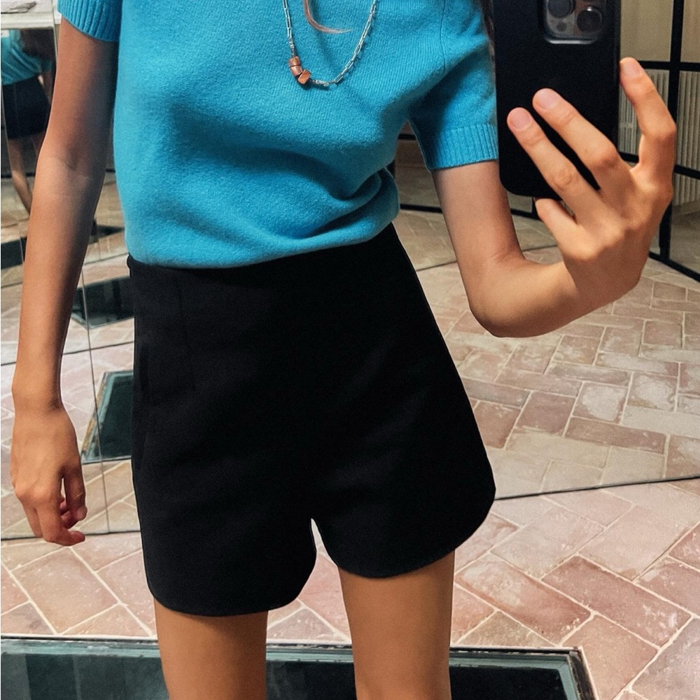 zara high waist double fabric shorts